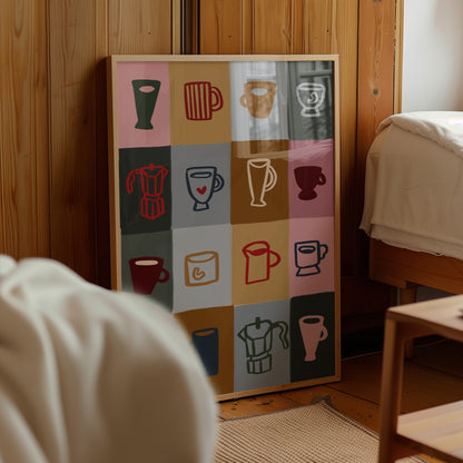 Coffee Patchwork | Coffee Print | UNFRAMED