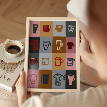 Coffee Patchwork | Coffee Print | UNFRAMED