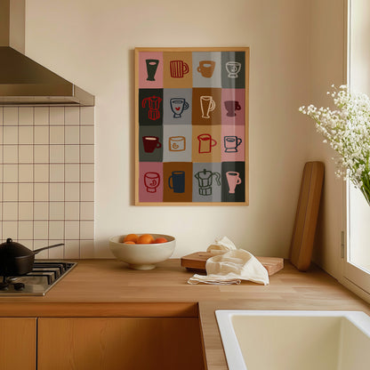 Coffee Patchwork | Coffee Print | UNFRAMED