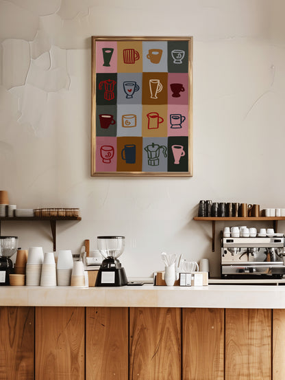Coffee Patchwork | Coffee Print | UNFRAMED