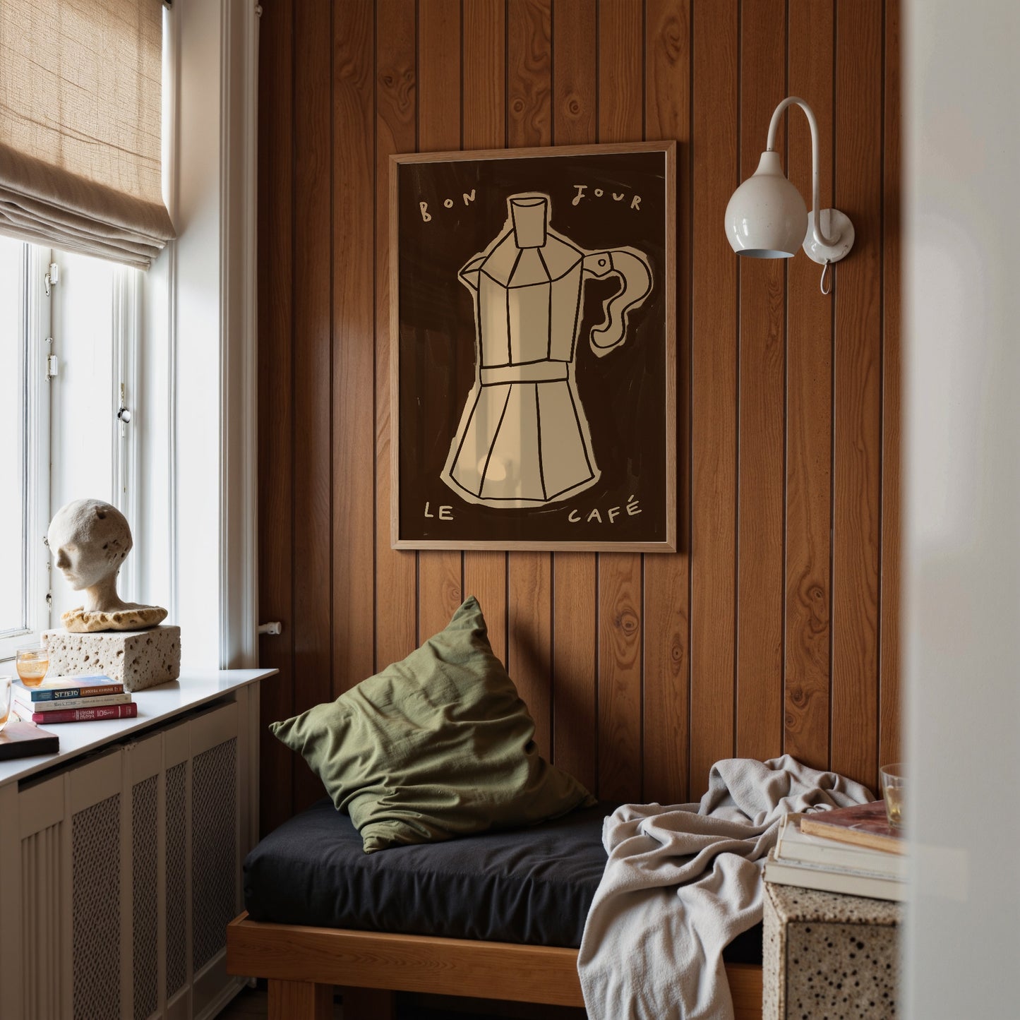 Bonjour Le Café | Hand Drawn Coffee Print | UNFRAMED