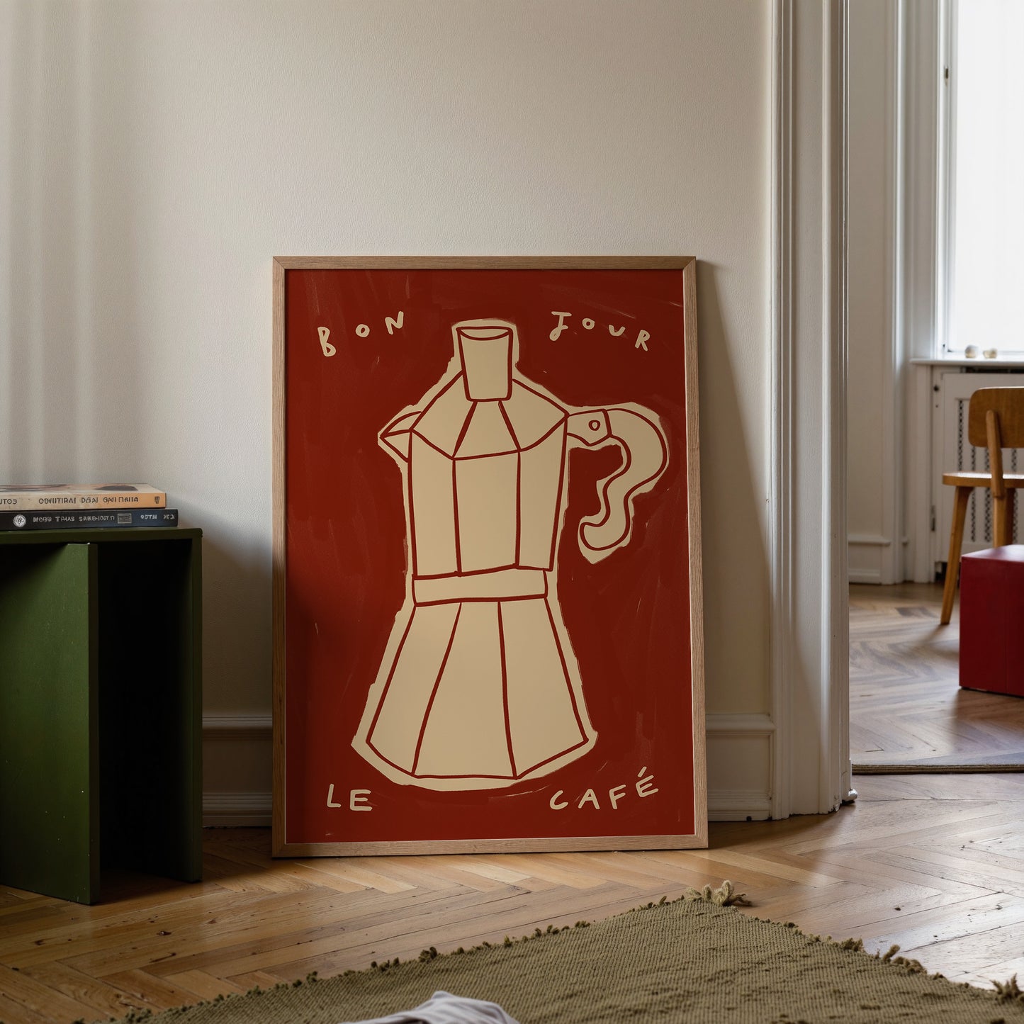 Bonjour Le Café | Hand Drawn Coffee Print | UNFRAMED