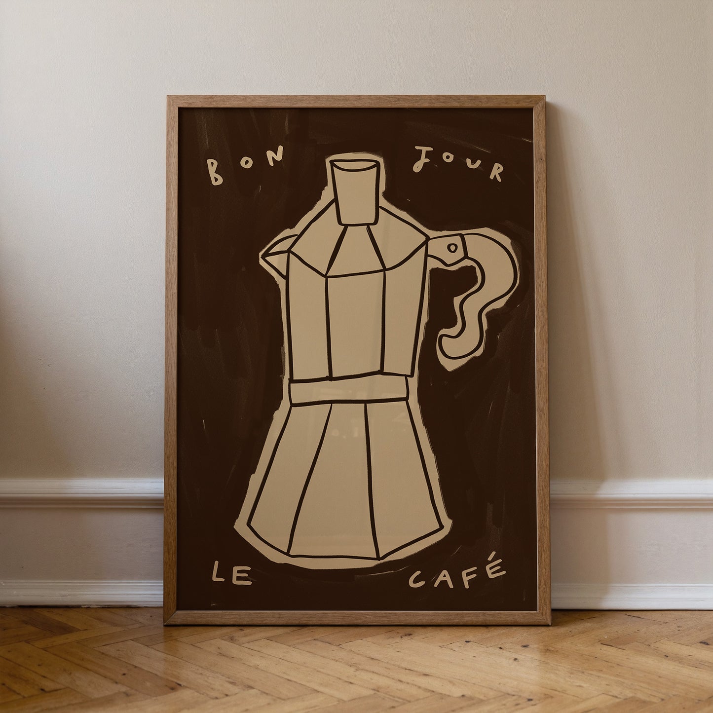 Bonjour Le Café | Hand Drawn Coffee Print | UNFRAMED