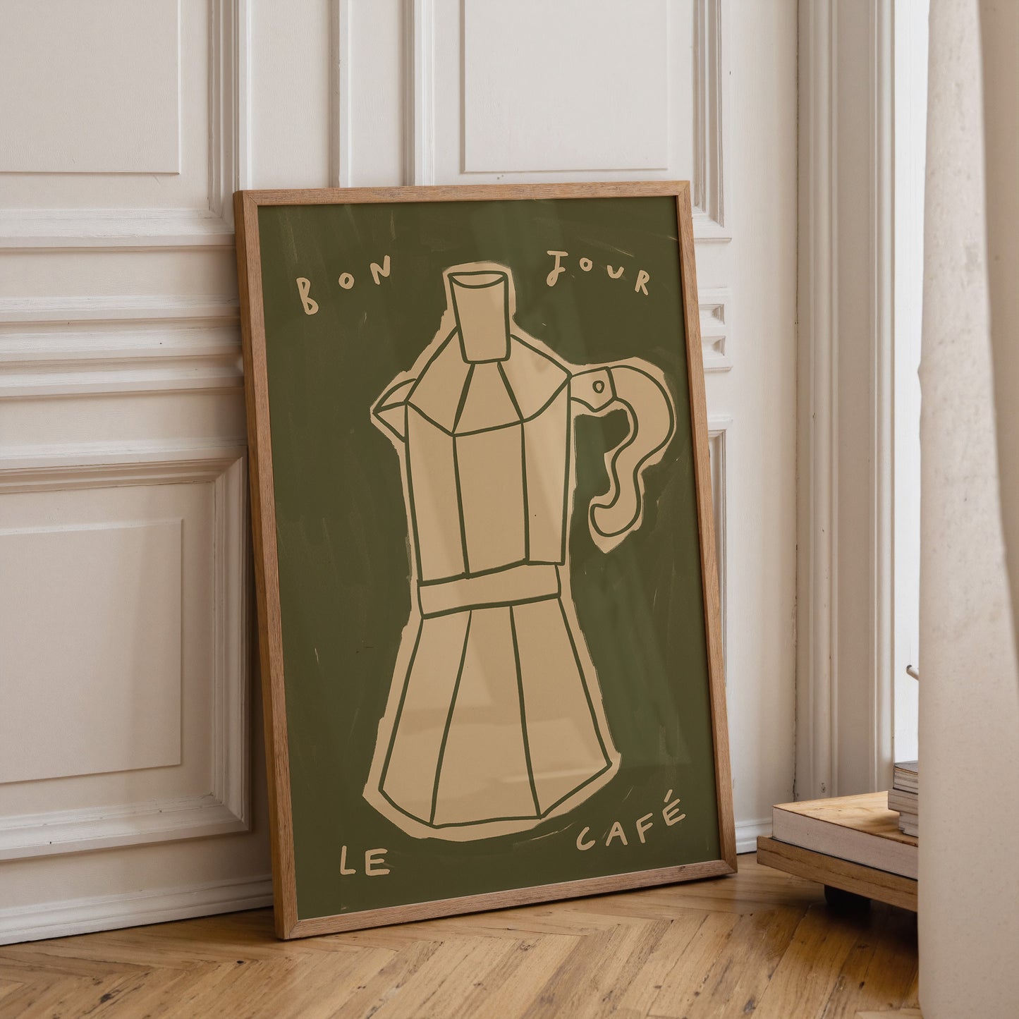 Bonjour Le Café | Hand Drawn Coffee Print | UNFRAMED