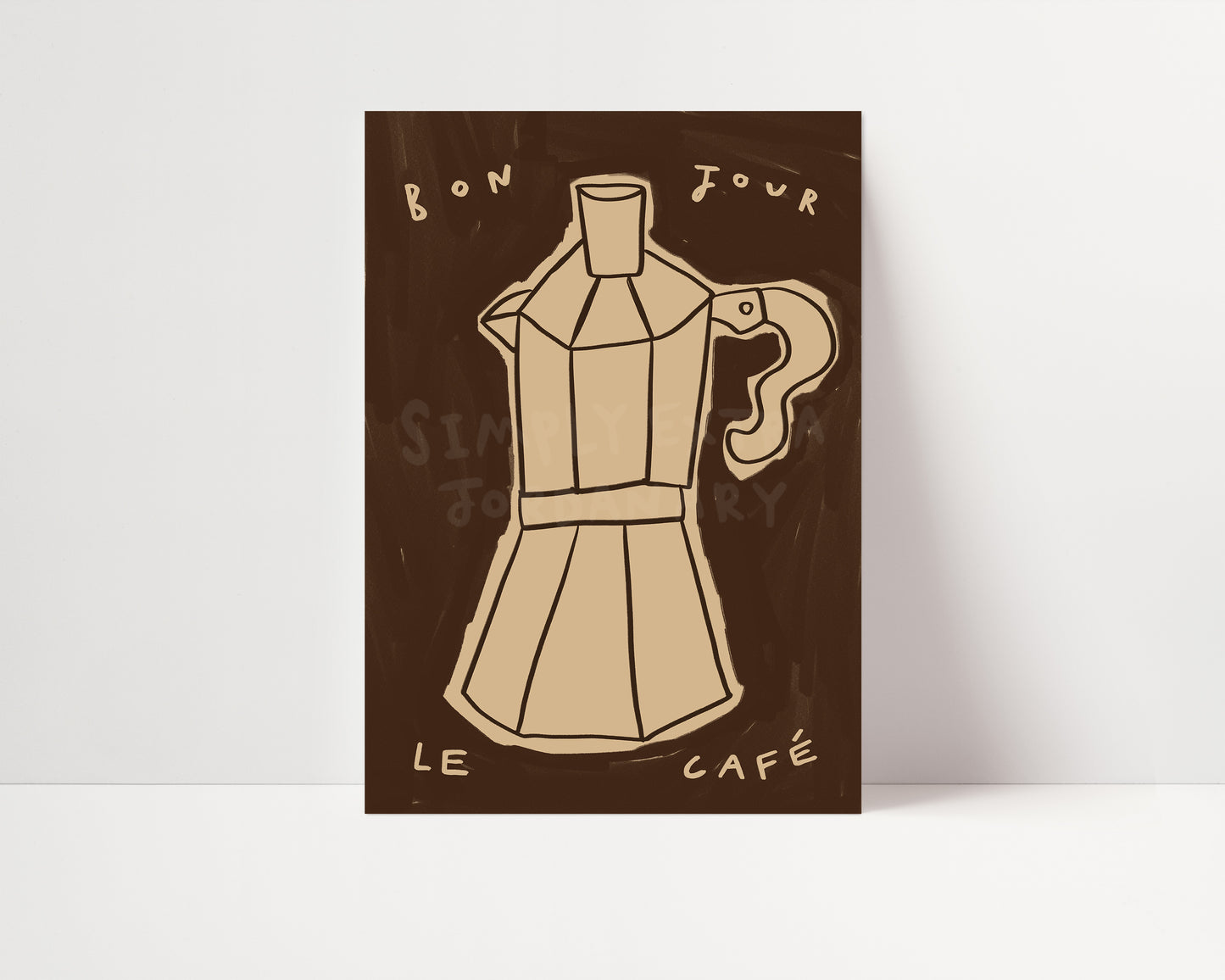 Bonjour Le Café | Hand Drawn Coffee Print | UNFRAMED