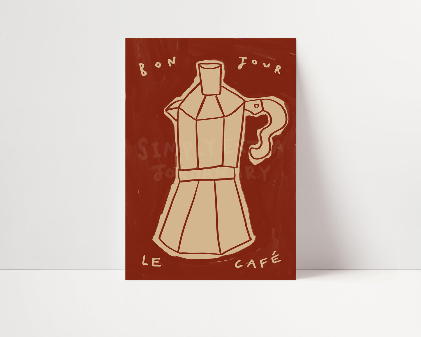 Bonjour Le Café | Hand Drawn Coffee Print | UNFRAMED