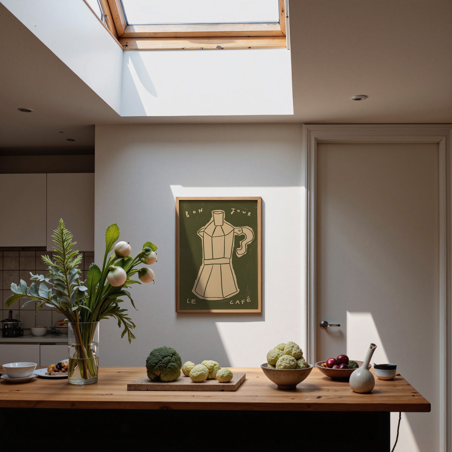 Bonjour Le Café | Hand Drawn Coffee Print | UNFRAMED