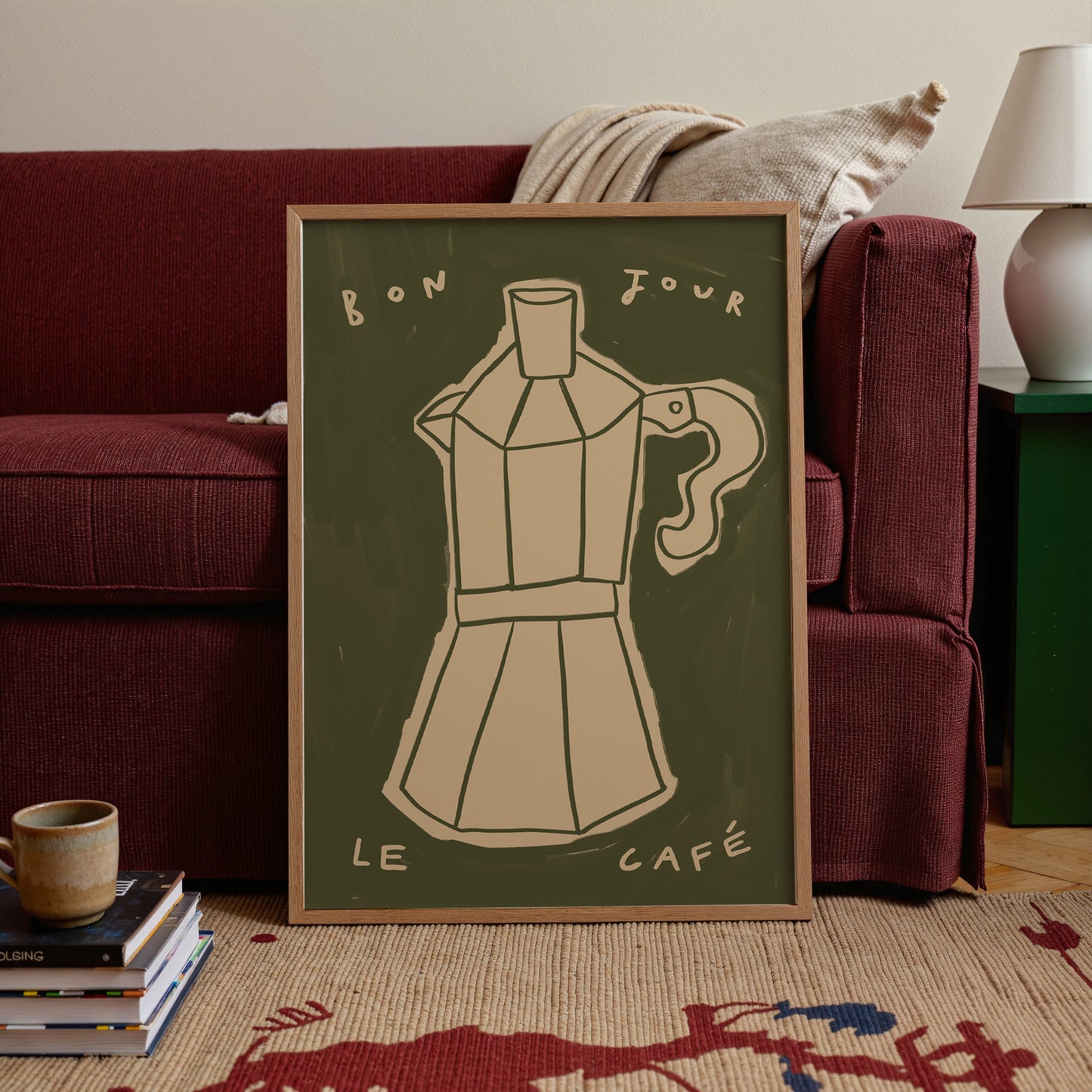 Bonjour Le Café | Hand Drawn Coffee Print | UNFRAMED