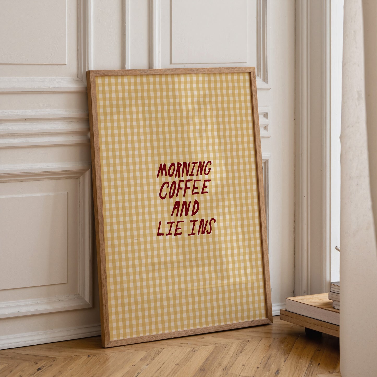 Coffee And Lie Ins | Gingham Print | UNFRAMED
