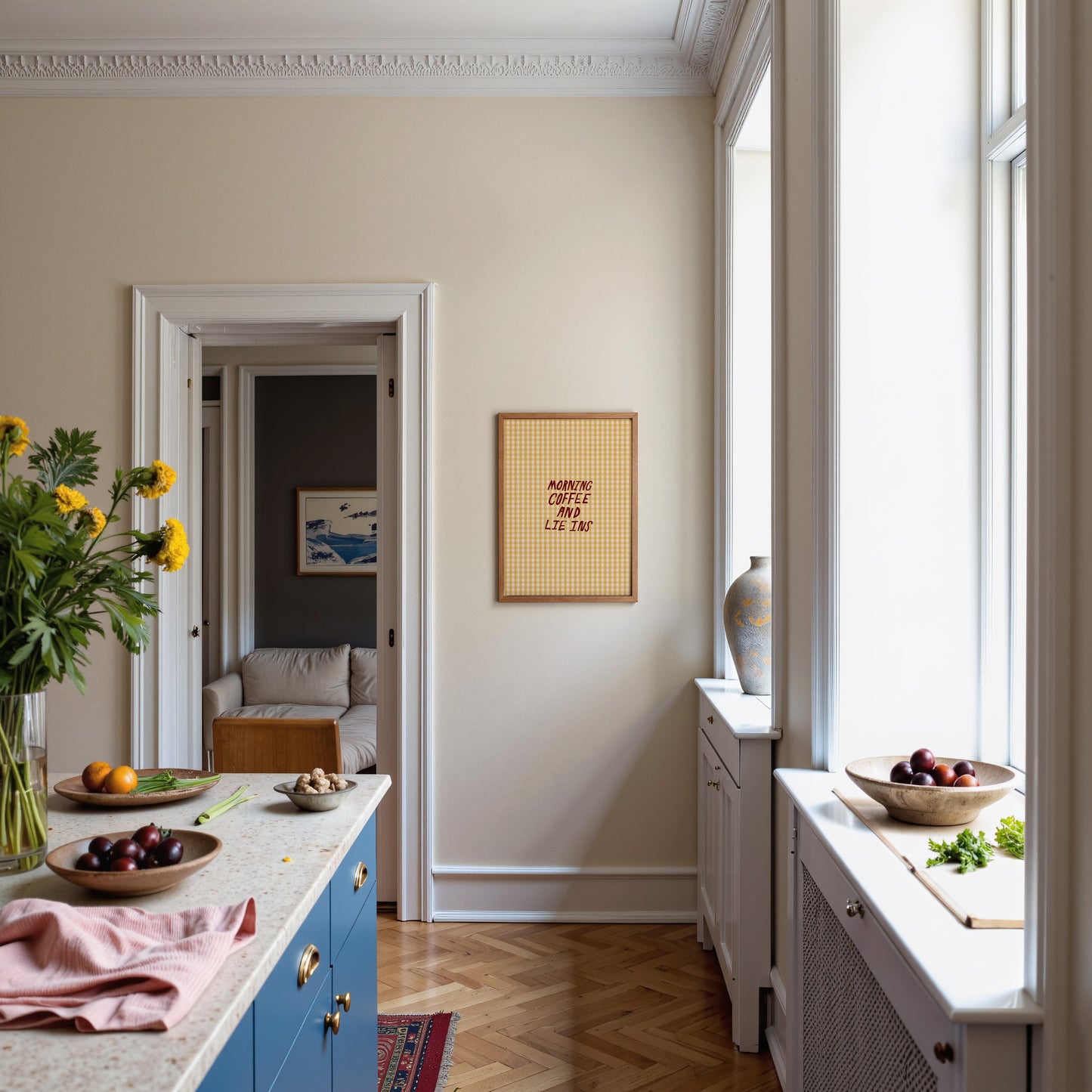 Coffee And Lie Ins | Gingham Print | UNFRAMED