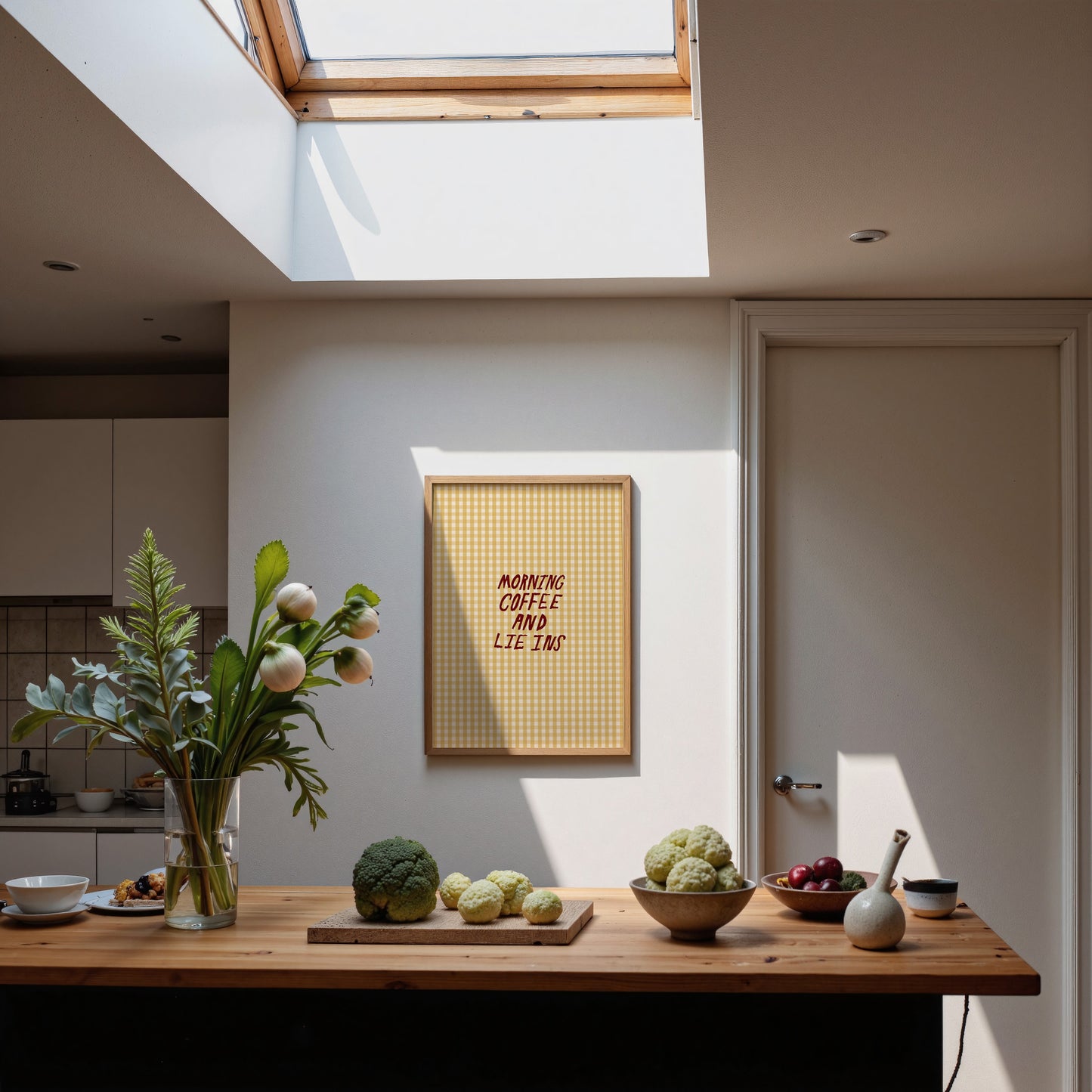 Coffee And Lie Ins | Gingham Print | UNFRAMED