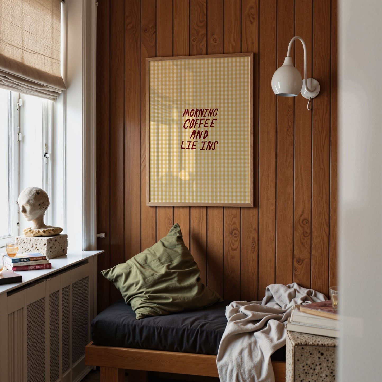Coffee And Lie Ins | Gingham Print | UNFRAMED