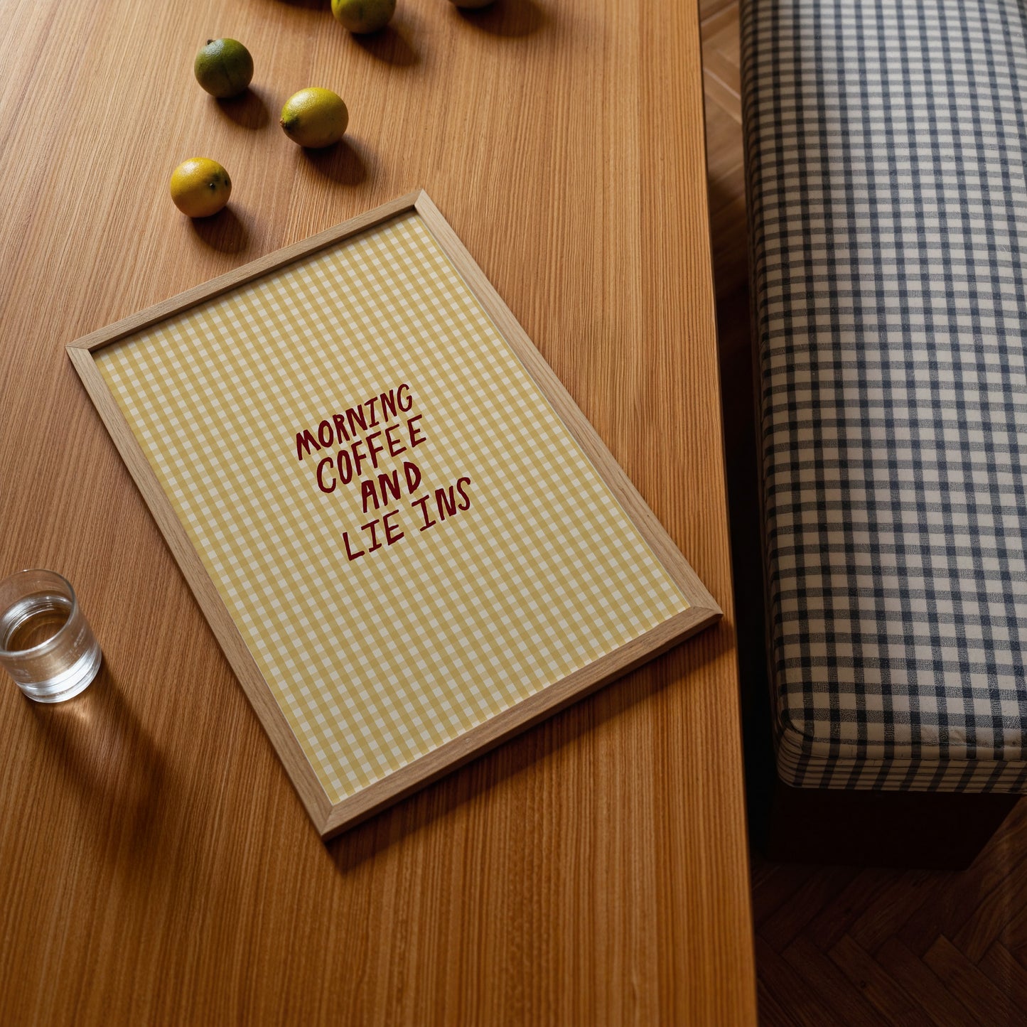Coffee And Lie Ins | Gingham Print | UNFRAMED