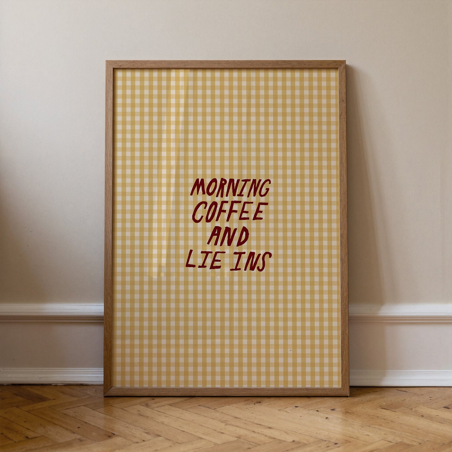 Coffee And Lie Ins | Gingham Print | UNFRAMED
