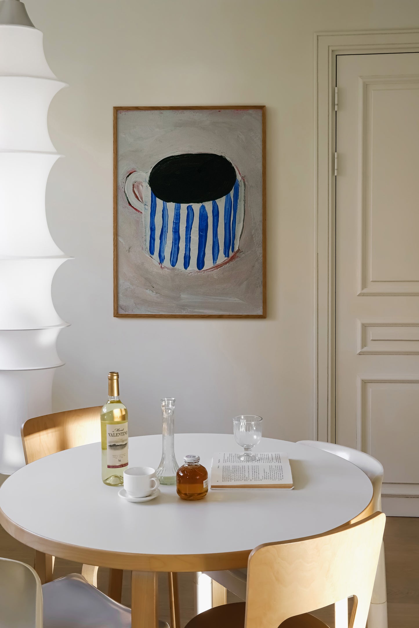 Blue Stripes Mug | Hand Painted Coffee Print | UNFRAMED