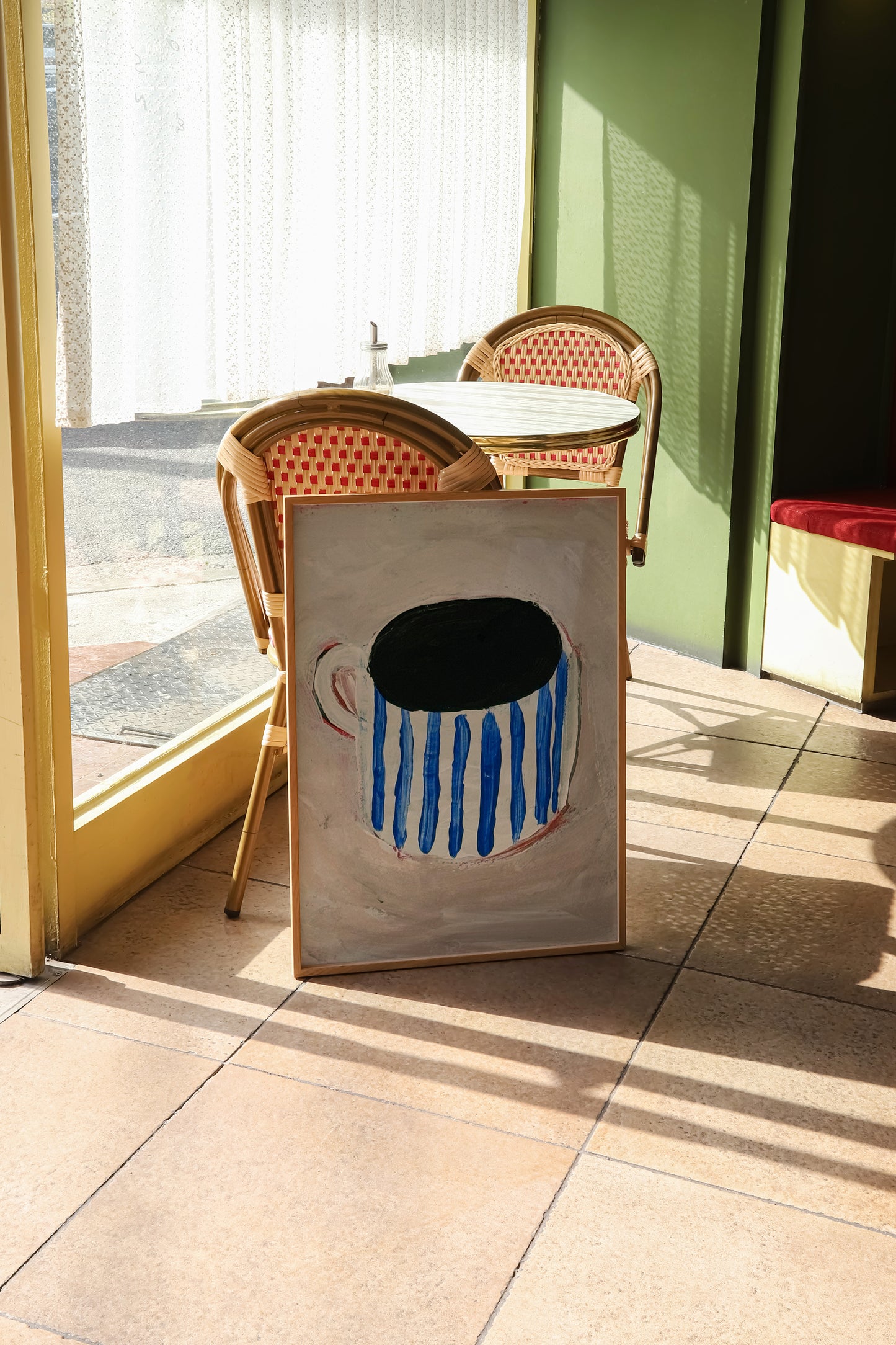 Blue Stripes Mug | Hand Painted Coffee Print | UNFRAMED