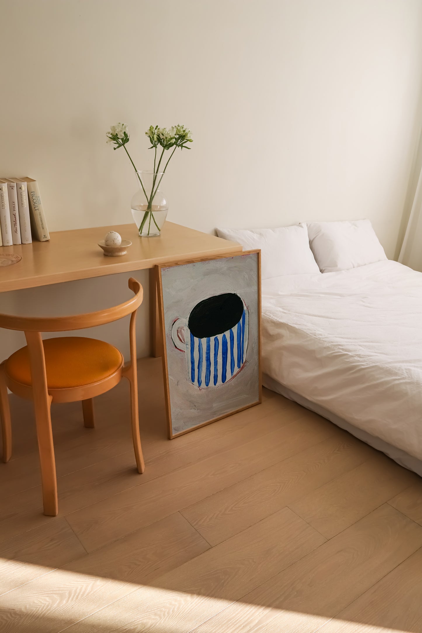 Blue Stripes Mug | Hand Painted Coffee Print | UNFRAMED