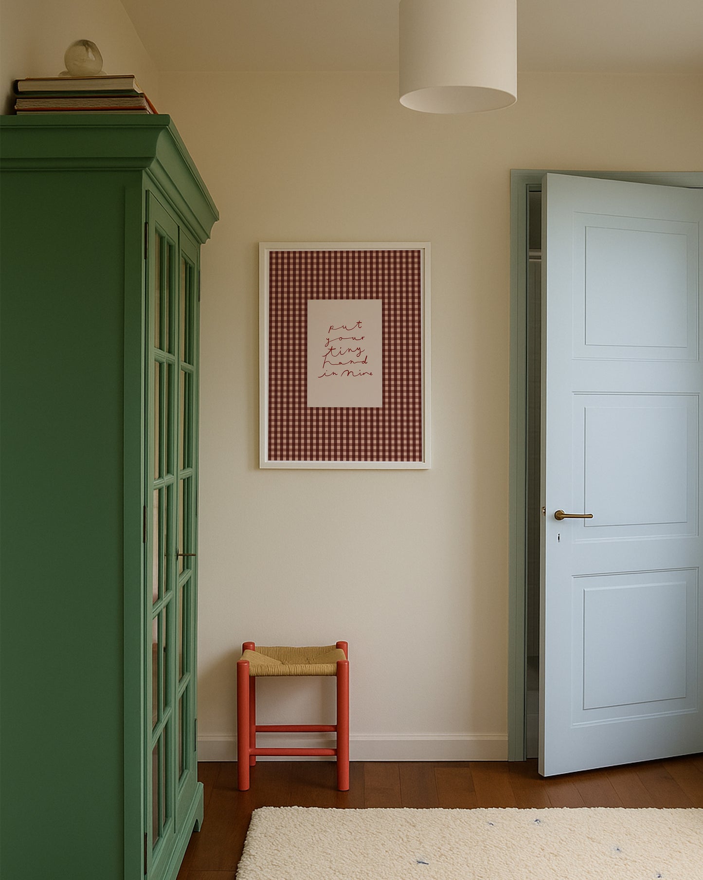 Put Your Tiny Hand In Mine | Gingham Nursery Print | UNFRAMED