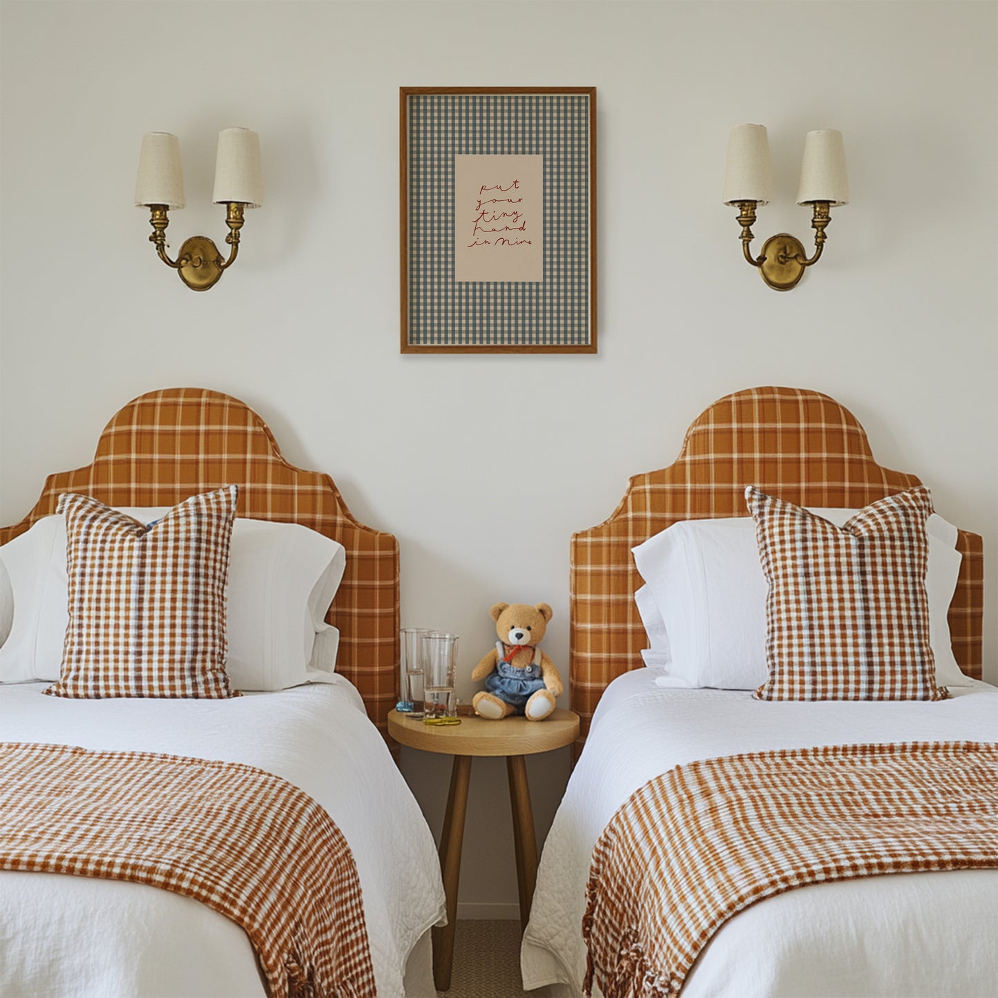 Put Your Tiny Hand In Mine | Gingham Nursery Print | UNFRAMED