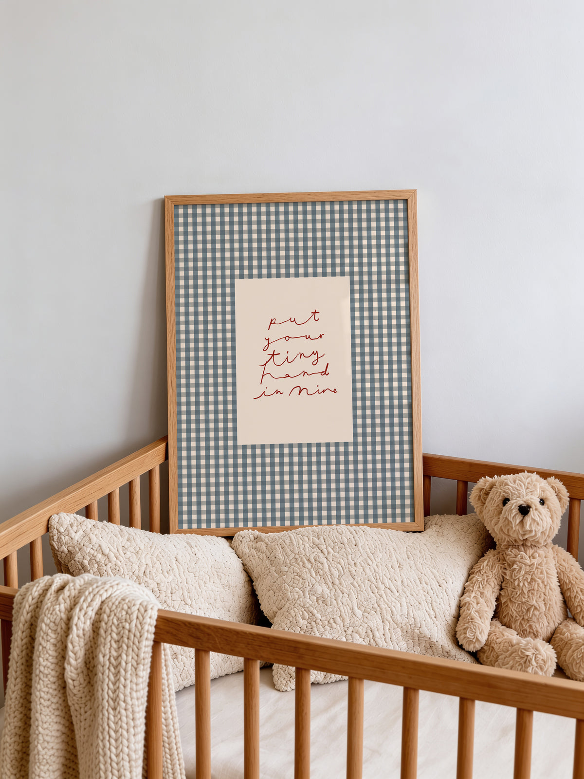Put Your Tiny Hand In Mine | Gingham Nursery Print | UNFRAMED