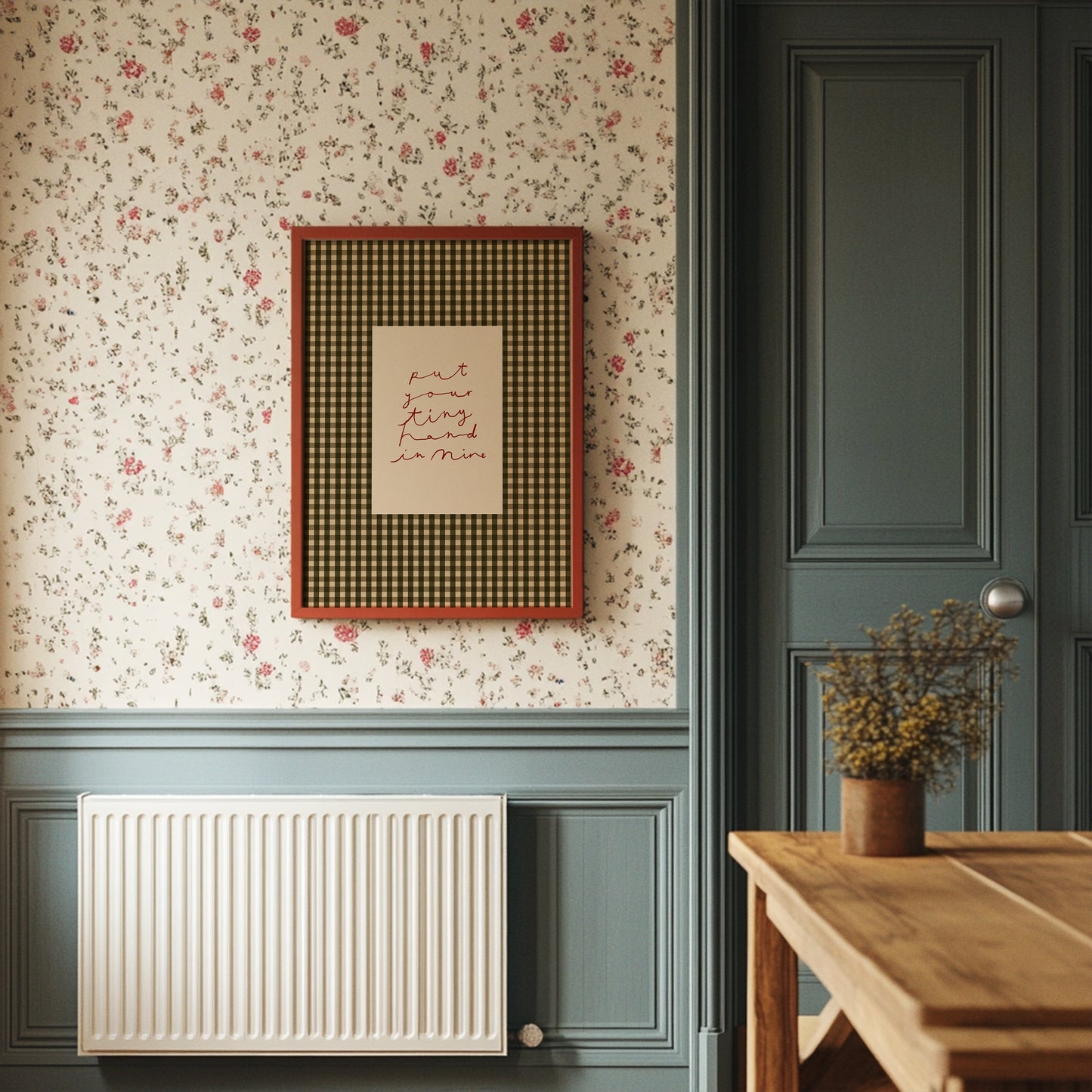 Put Your Tiny Hand In Mine | Gingham Nursery Print | UNFRAMED