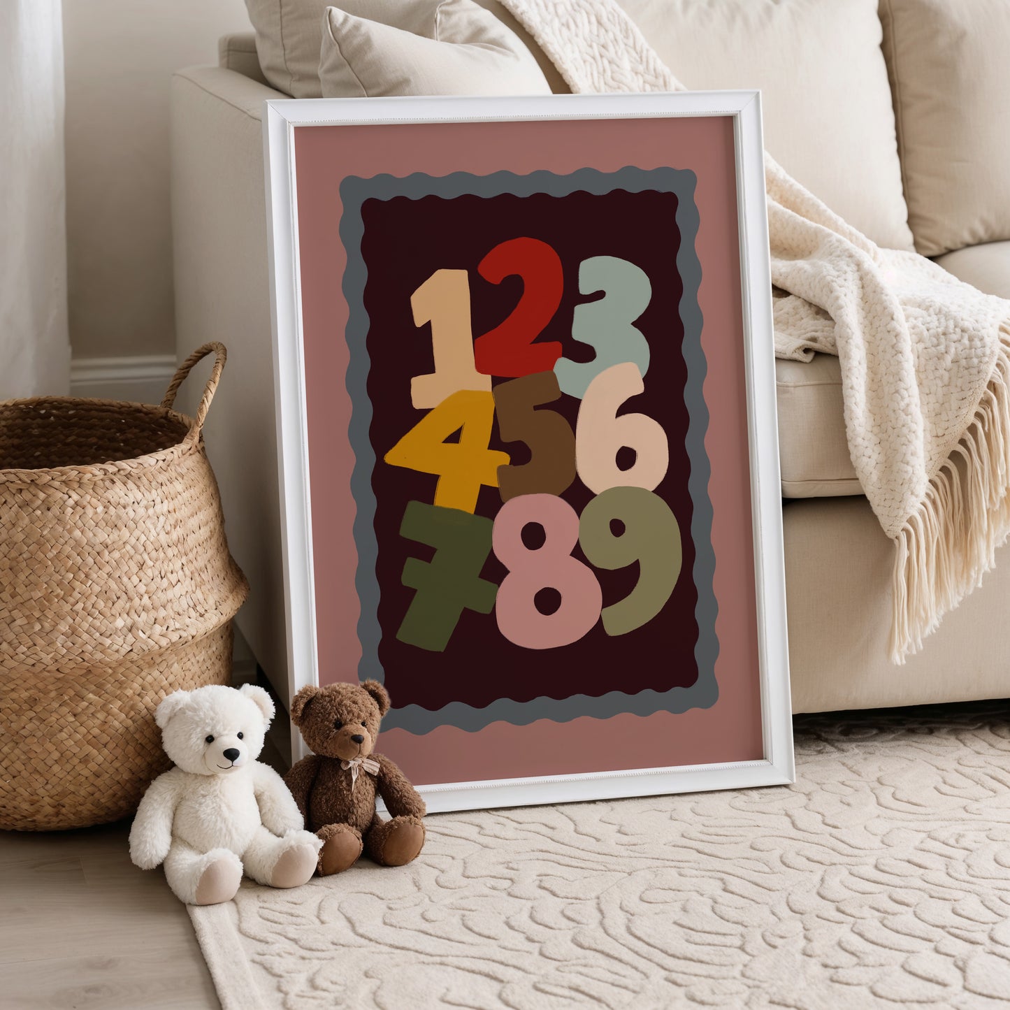 One To Nine | Nursery Numbers Print | UNFRAMED