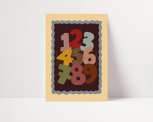 One To Nine | Nursery Numbers Print | UNFRAMED