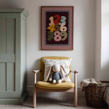 One To Nine | Nursery Numbers Print | UNFRAMED
