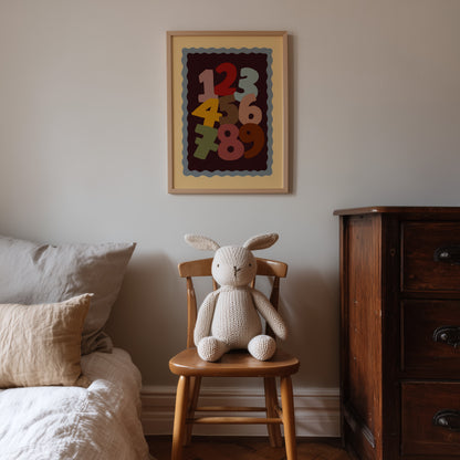 One To Nine | Nursery Numbers Print | UNFRAMED