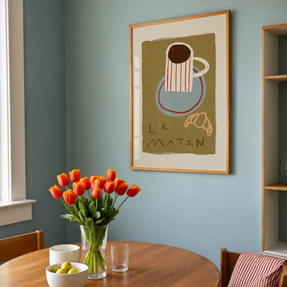 Le Matin | Coffee Croissant Print | UNFRAMED
