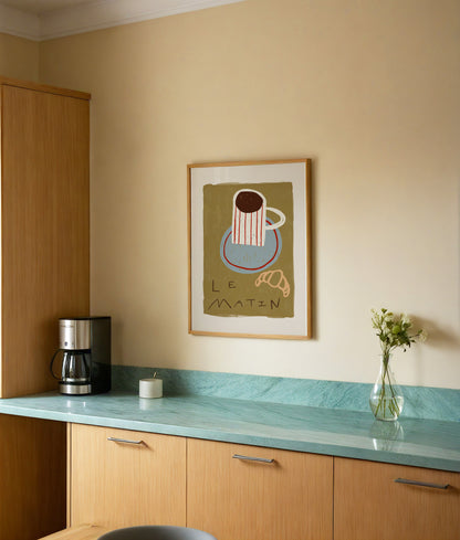 Le Matin | Coffee Croissant Print | UNFRAMED