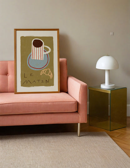 Le Matin | Coffee Croissant Print | UNFRAMED