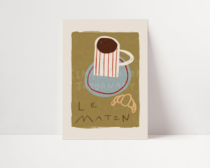 Le Matin | Coffee Croissant Print | UNFRAMED