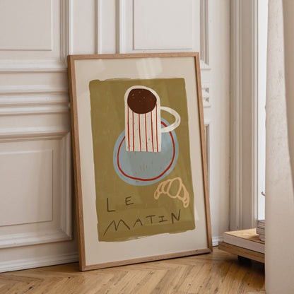 Le Matin | Coffee Croissant Print | UNFRAMED
