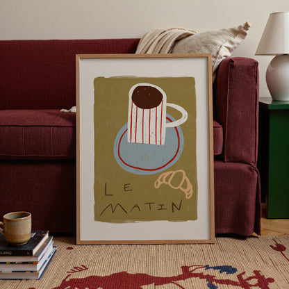 Le Matin | Coffee Croissant Print | UNFRAMED