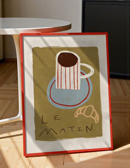 Le Matin | Coffee Croissant Print | UNFRAMED