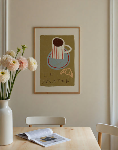 Le Matin | Coffee Croissant Print | UNFRAMED