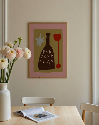 Bonjour Le Vin | Wine Print | UNFRAMED