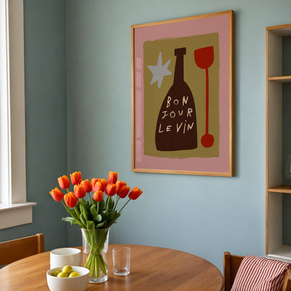 Bonjour Le Vin | Wine Print | UNFRAMED