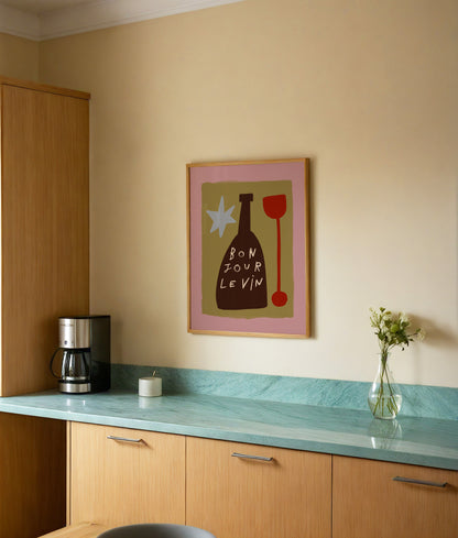 Bonjour Le Vin | Wine Print | UNFRAMED