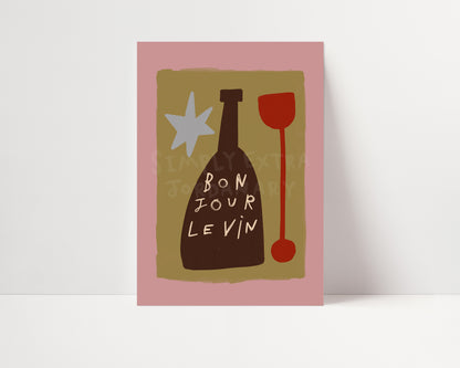 Bonjour Le Vin | Wine Print | UNFRAMED