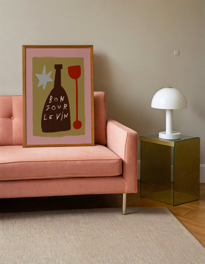 Bonjour Le Vin | Wine Print | UNFRAMED