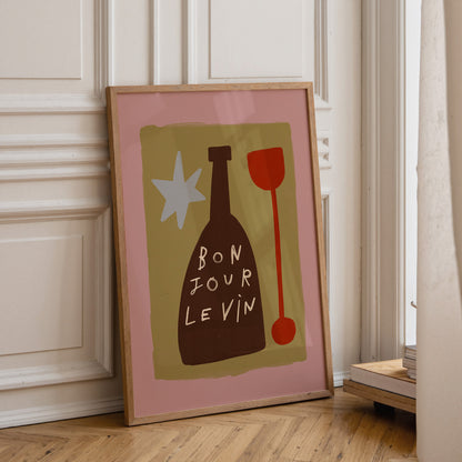 Bonjour Le Vin | Wine Print | UNFRAMED