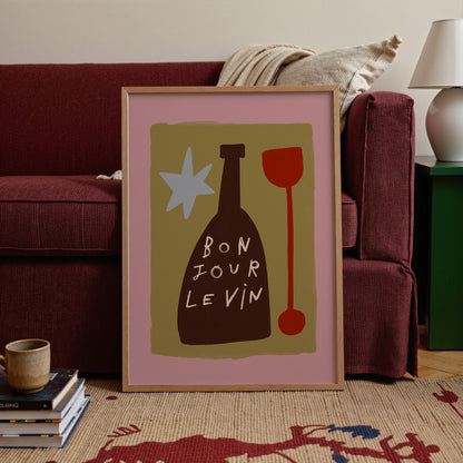 Bonjour Le Vin | Wine Print | UNFRAMED