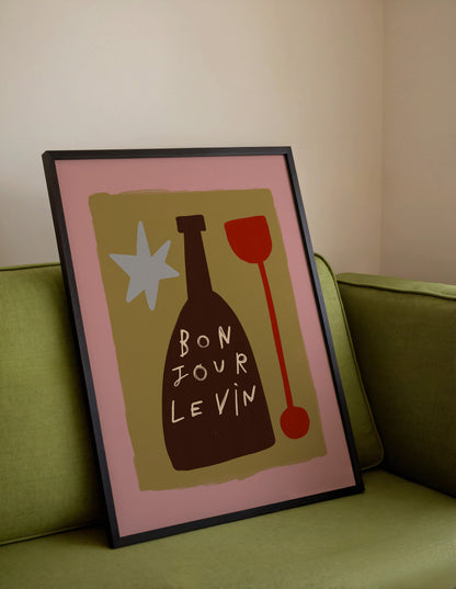 Bonjour Le Vin | Wine Print | UNFRAMED