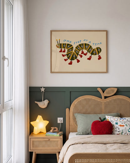 One Step At A Time | Caterpillar Affirmation Print | UNFRAMED