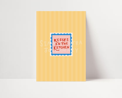Kisses In The Kitchen | Kitchen Print | UNFRAMED