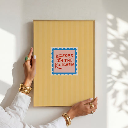 Kisses In The Kitchen | Kitchen Print | UNFRAMED