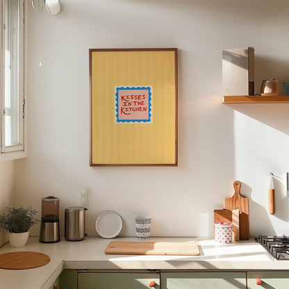 Kisses In The Kitchen | Kitchen Print | UNFRAMED