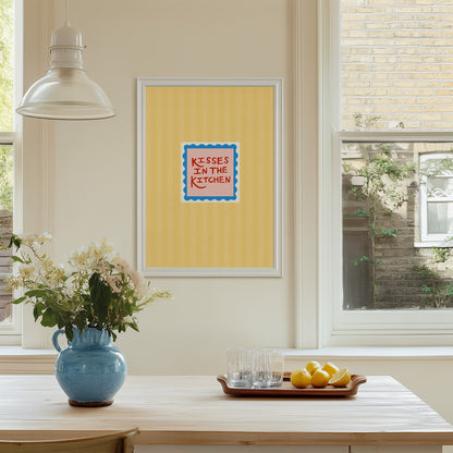 Kisses In The Kitchen | Kitchen Print | UNFRAMED